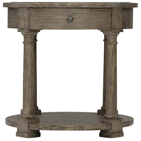 Transitional Round 1-Drawer Side Table